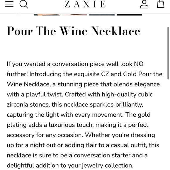 Zaxie Pour the Wine Necklace Cocktail Party New Years Celebrate Wine Lover NWT - Picture 2 of 8